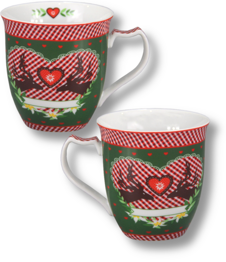 Porzellan Tasse | Herz mit Hirsch