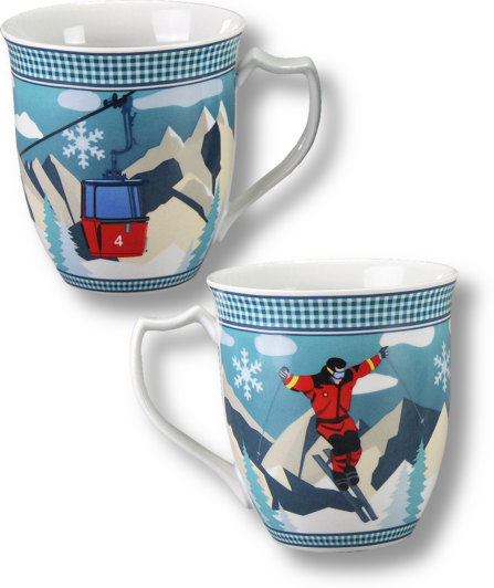 Porcelain cup | Skier with cable car 