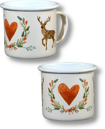 Enamel cup | Heart with deer