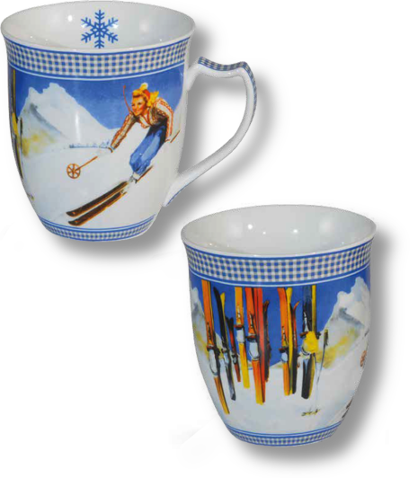 Porzellan Tasse | Ski Blau