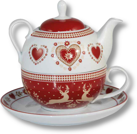 Porzellan Tea for One Set | Hirsch mit Herz 