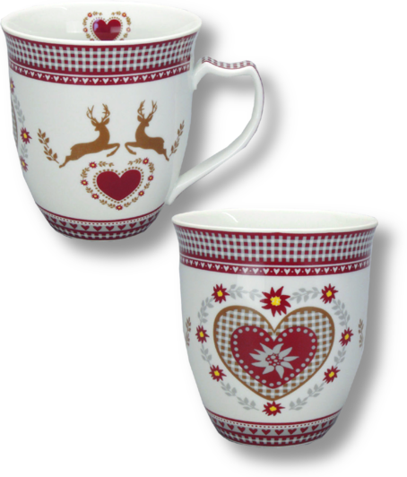 Porcelain cup | Heart with deer white